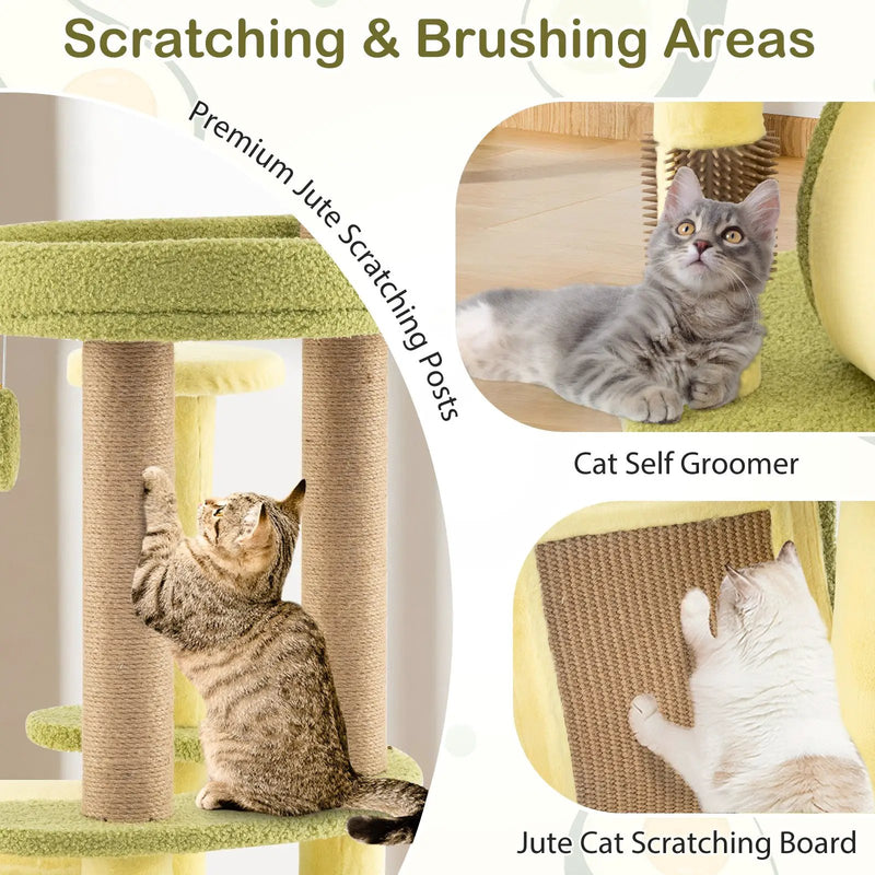 Freestanding Multi-level Avocado Cat Tower with Private Condo-Green by DirectDeals
