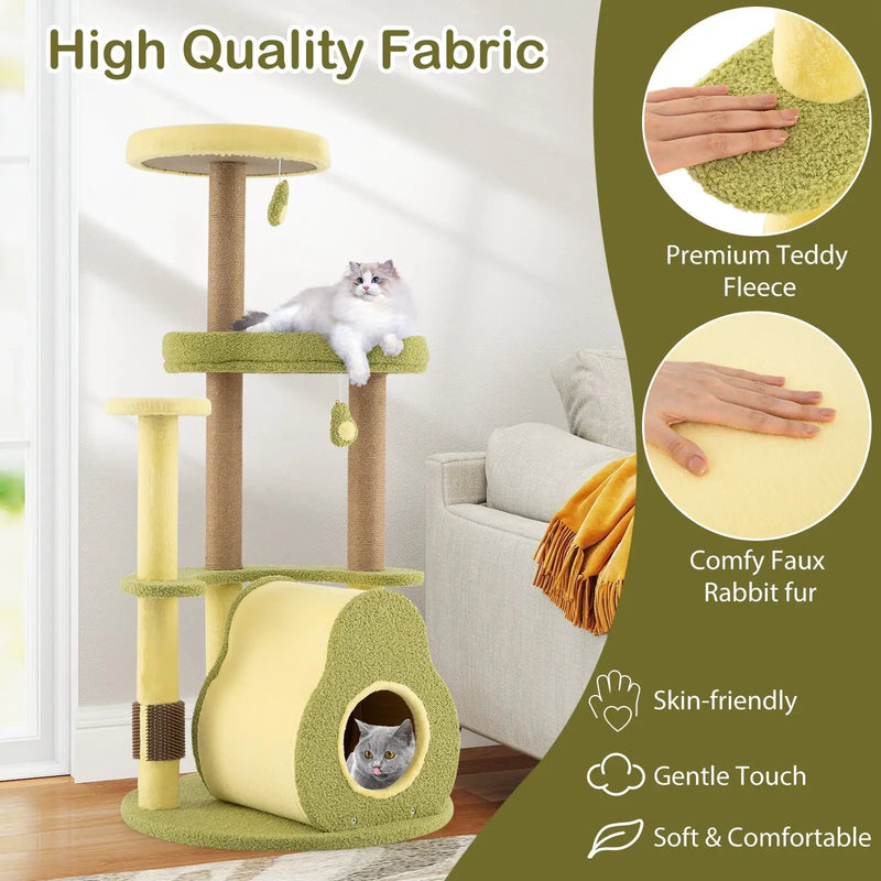 Freestanding Multi-level Avocado Cat Tower with Private Condo-Green by DirectDeals