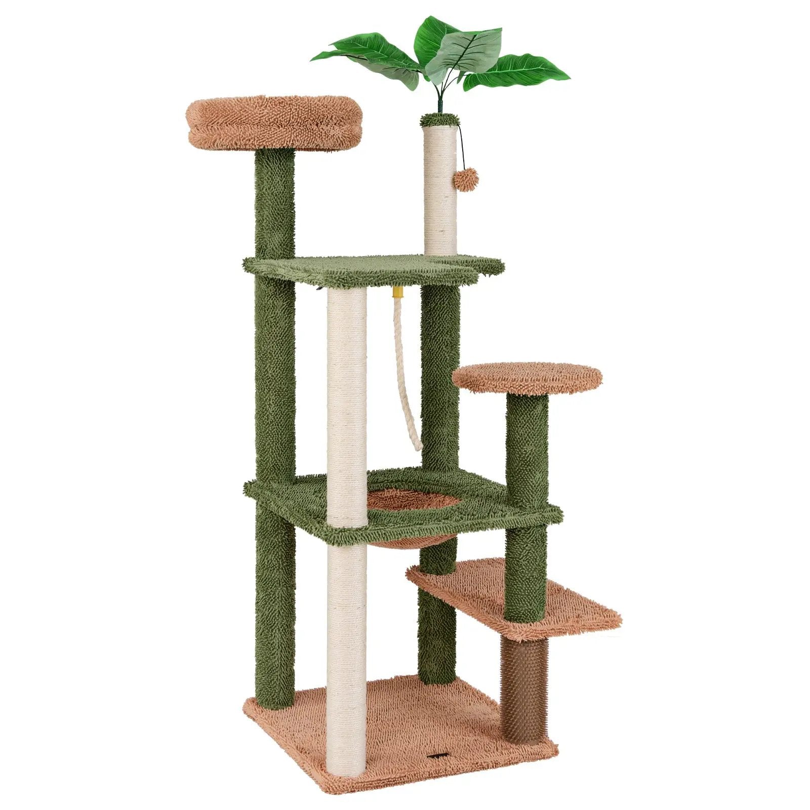 Multilevel Cat Tree with Scratching Posts and Rope Plush Perch Toy Bed-Green by DirectDeals