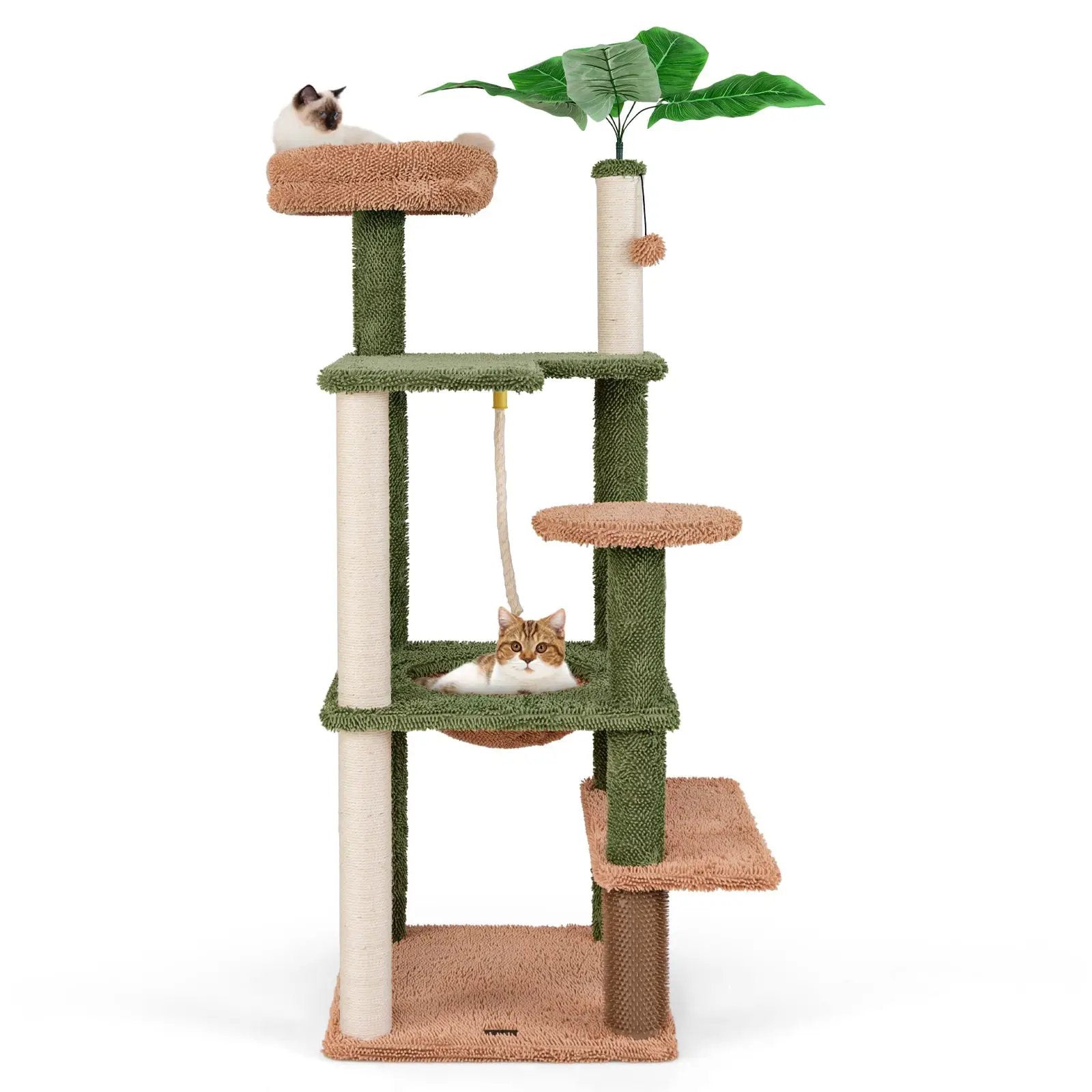 Multilevel Cat Tree with Scratching Posts and Rope Plush Perch Toy Bed-Green by DirectDeals