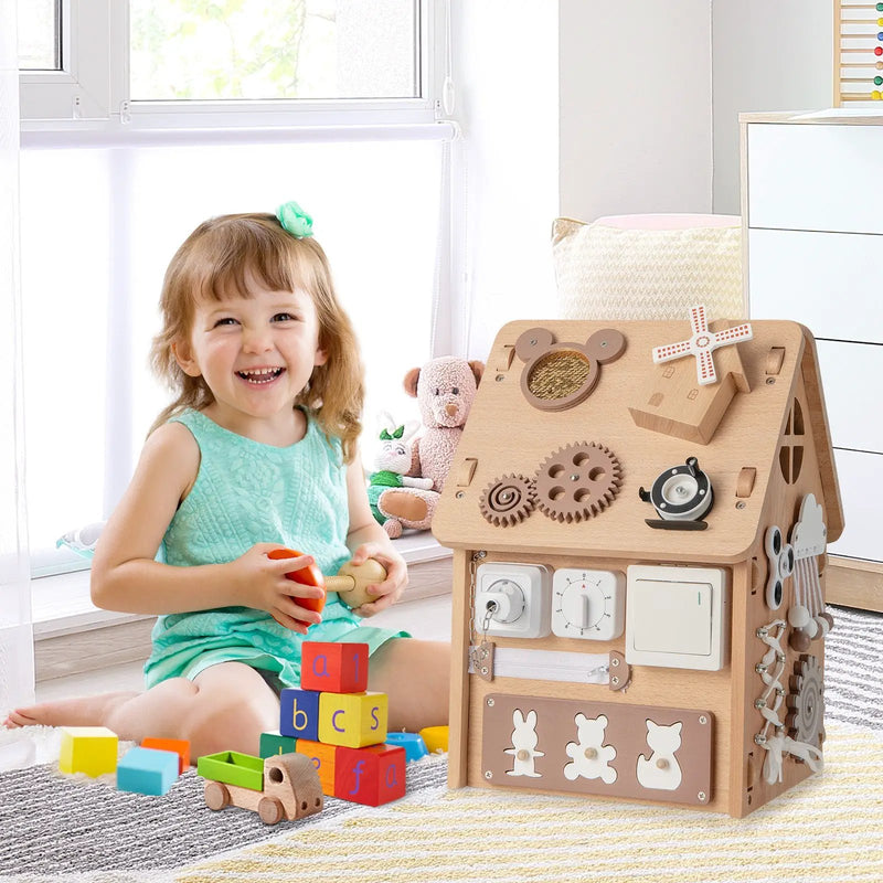 Multi-purpose Busy House with Sensory Games and Interior Storage Space by DirectDeals