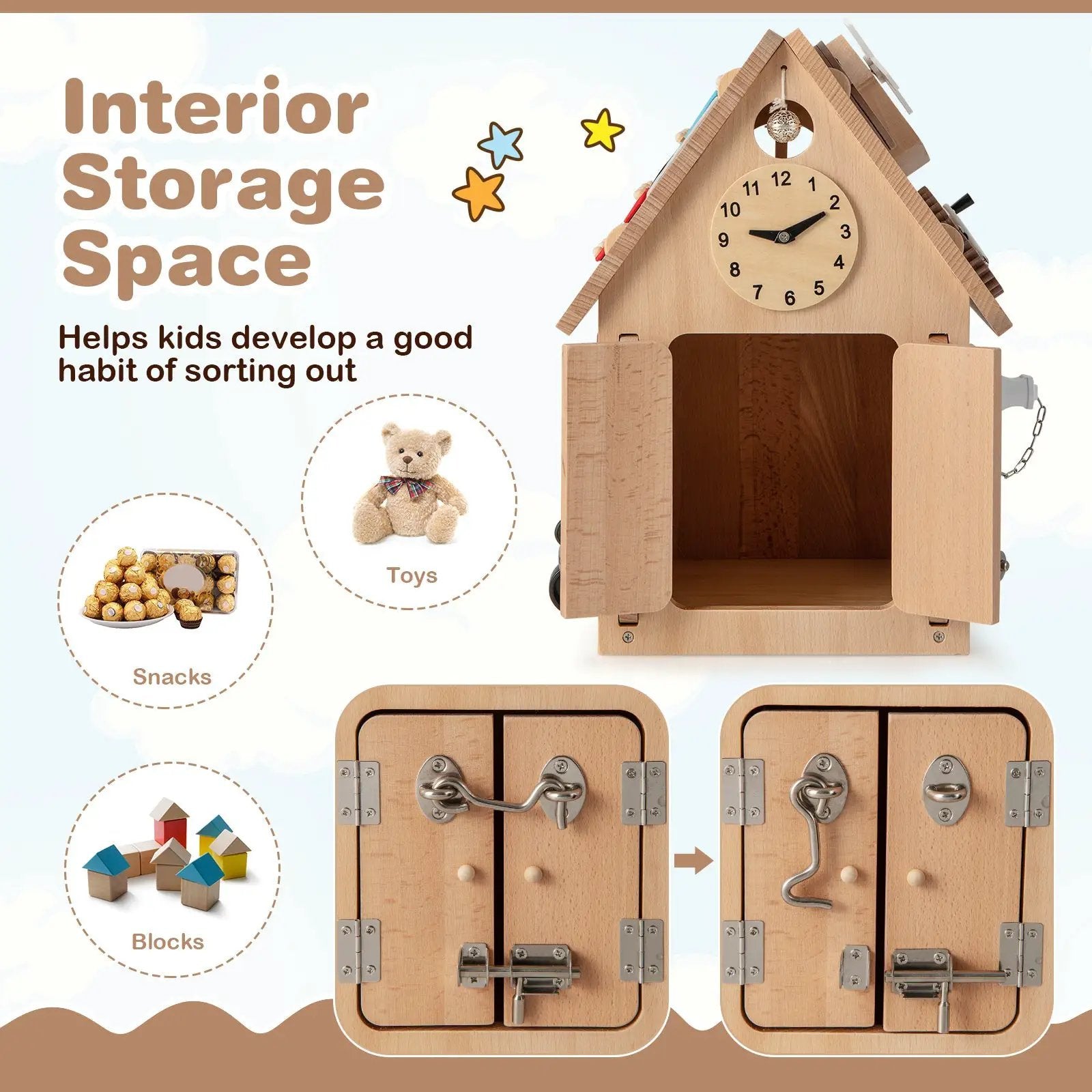 Multi-purpose Busy House with Sensory Games and Interior Storage Space by DirectDeals