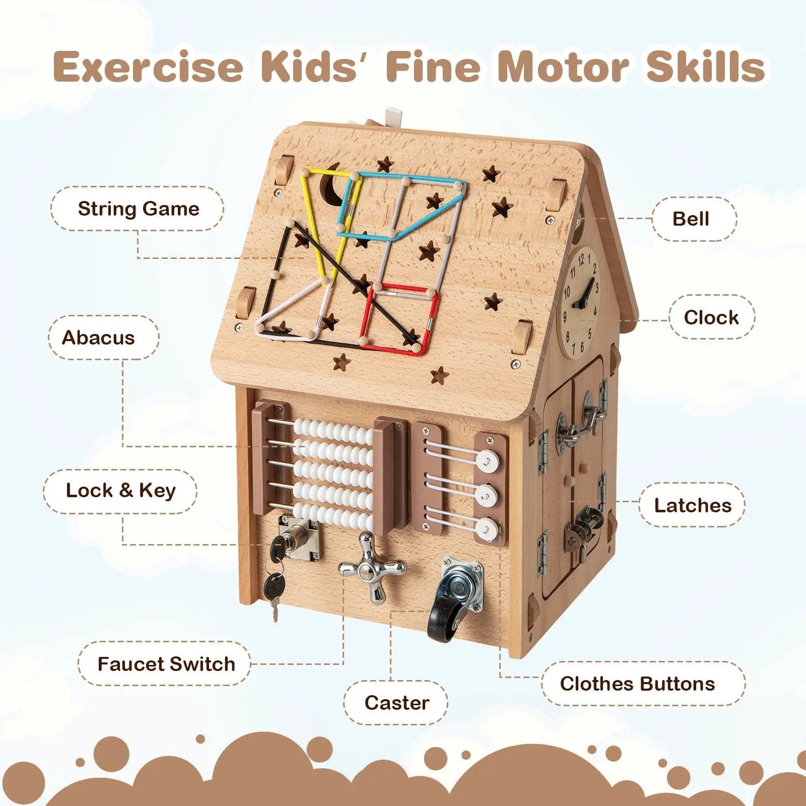 Multi-purpose Busy House with Sensory Games and Interior Storage Space by DirectDeals