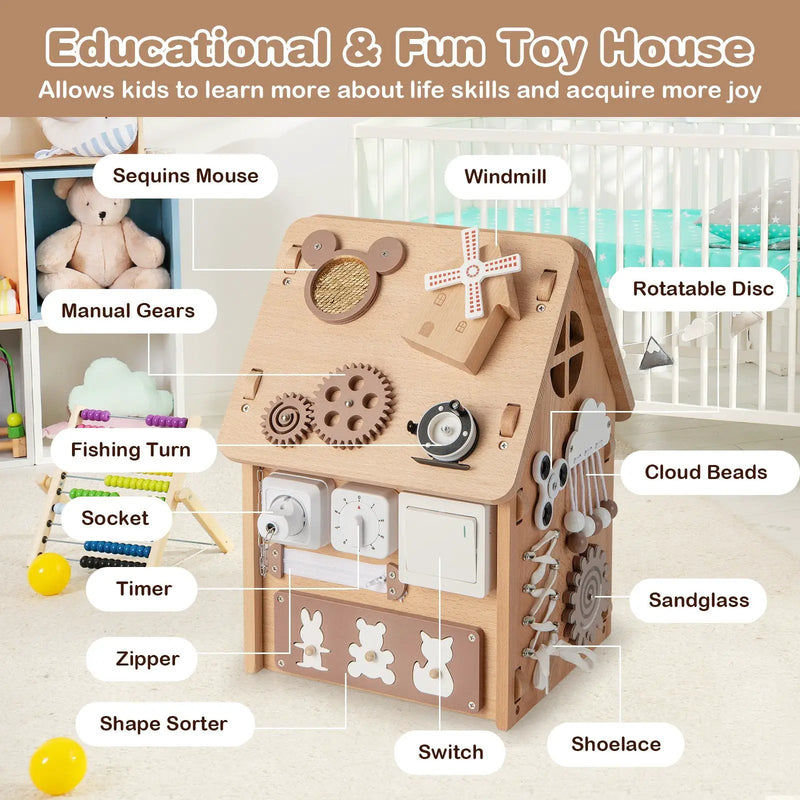 Multi-purpose Busy House with Sensory Games and Interior Storage Space by DirectDeals