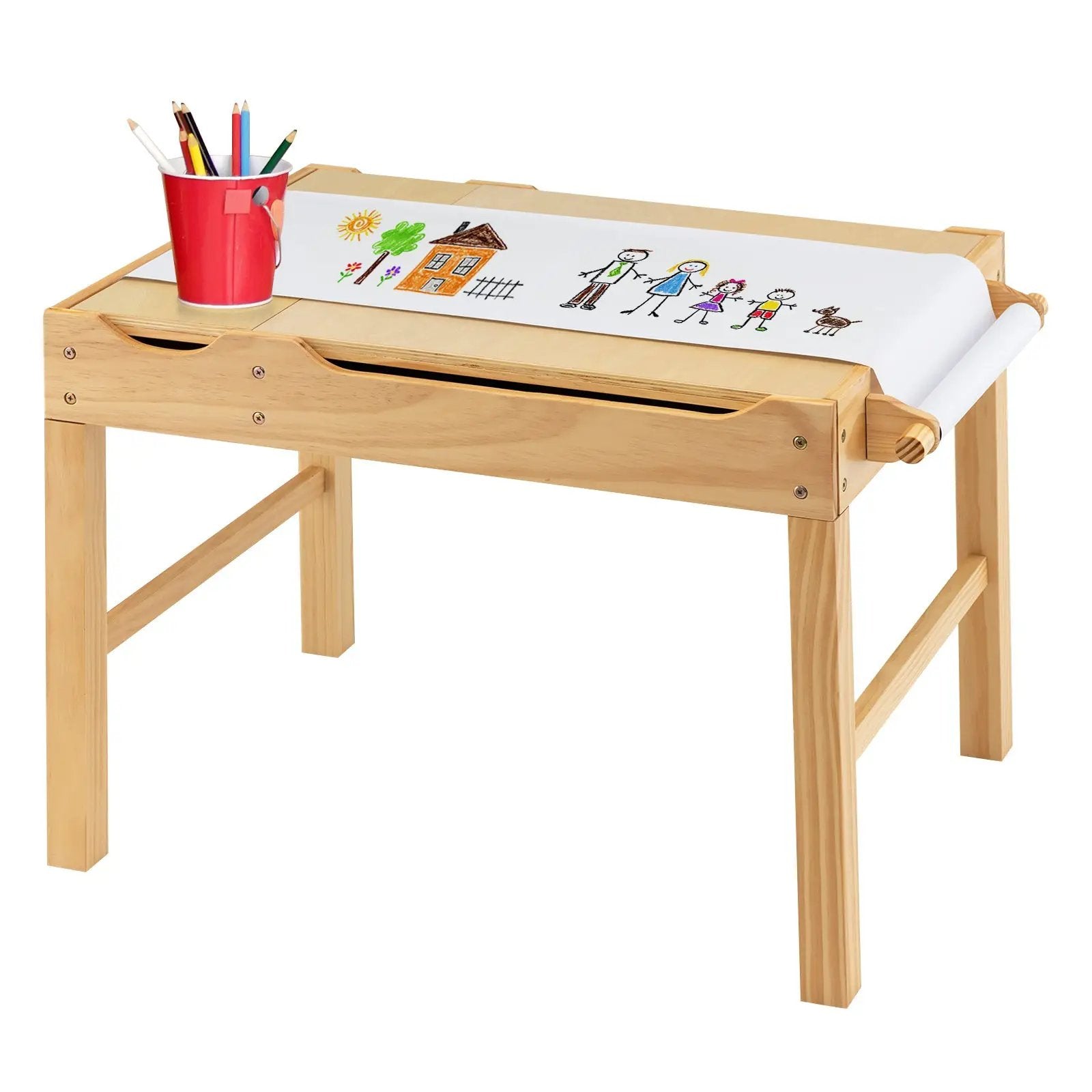 Wooden Kids Multi Activity Play Table with Storage Paper Roll by DirectDeals