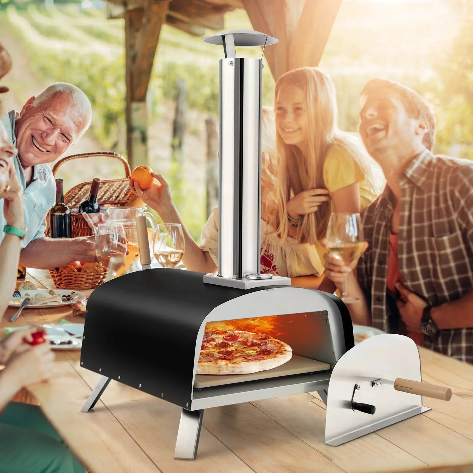 Portable Multi-Fuel Pizza Oven with Pizza Stone and Pizza Peel by DirectDeals