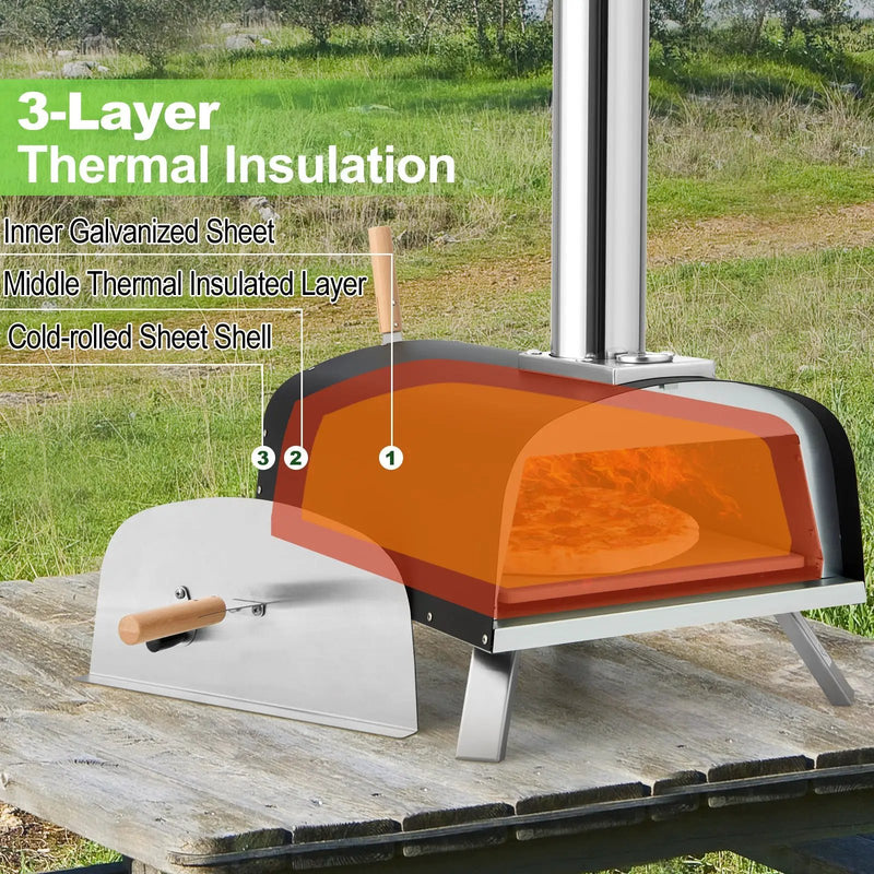 Portable Multi-Fuel Pizza Oven with Pizza Stone and Pizza Peel by DirectDeals