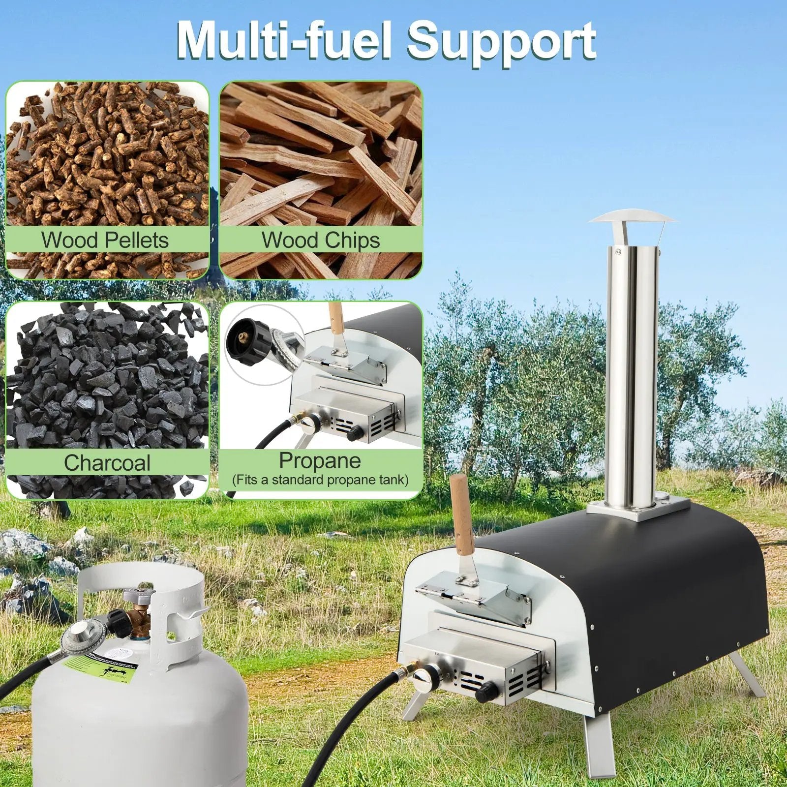 Portable Multi-Fuel Pizza Oven with Pizza Stone and Pizza Peel by DirectDeals
