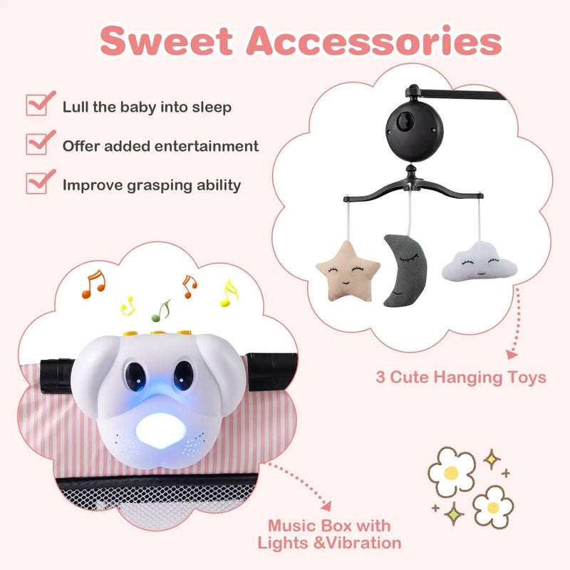 Baby Playpen with Changing Table and Bassinet - Pink by DirectDeals