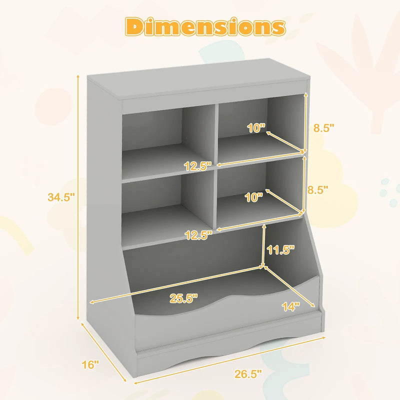 3-Tier Children's Multi-Functional Bookcase Toy Storage Bin Floor Cabinet by DirectDeals