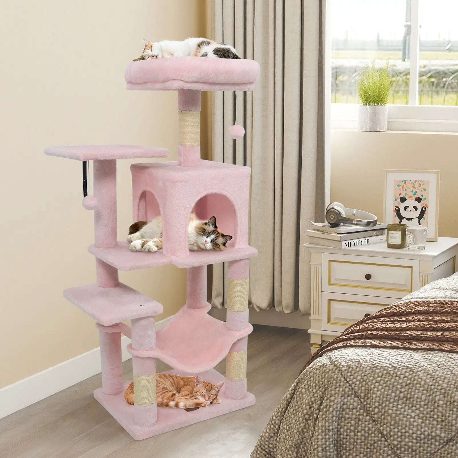 Multi-Level Cat Tower with 2-Door Condo and Padded Top Perch by DirectDeals