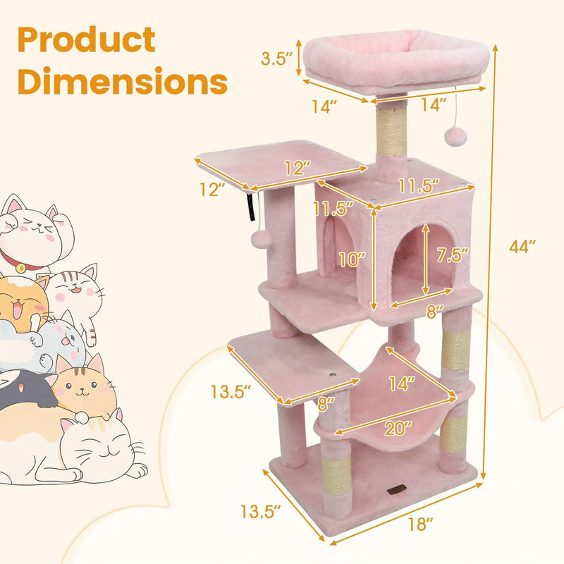 Multi-Level Cat Tower with 2-Door Condo and Padded Top Perch by DirectDeals