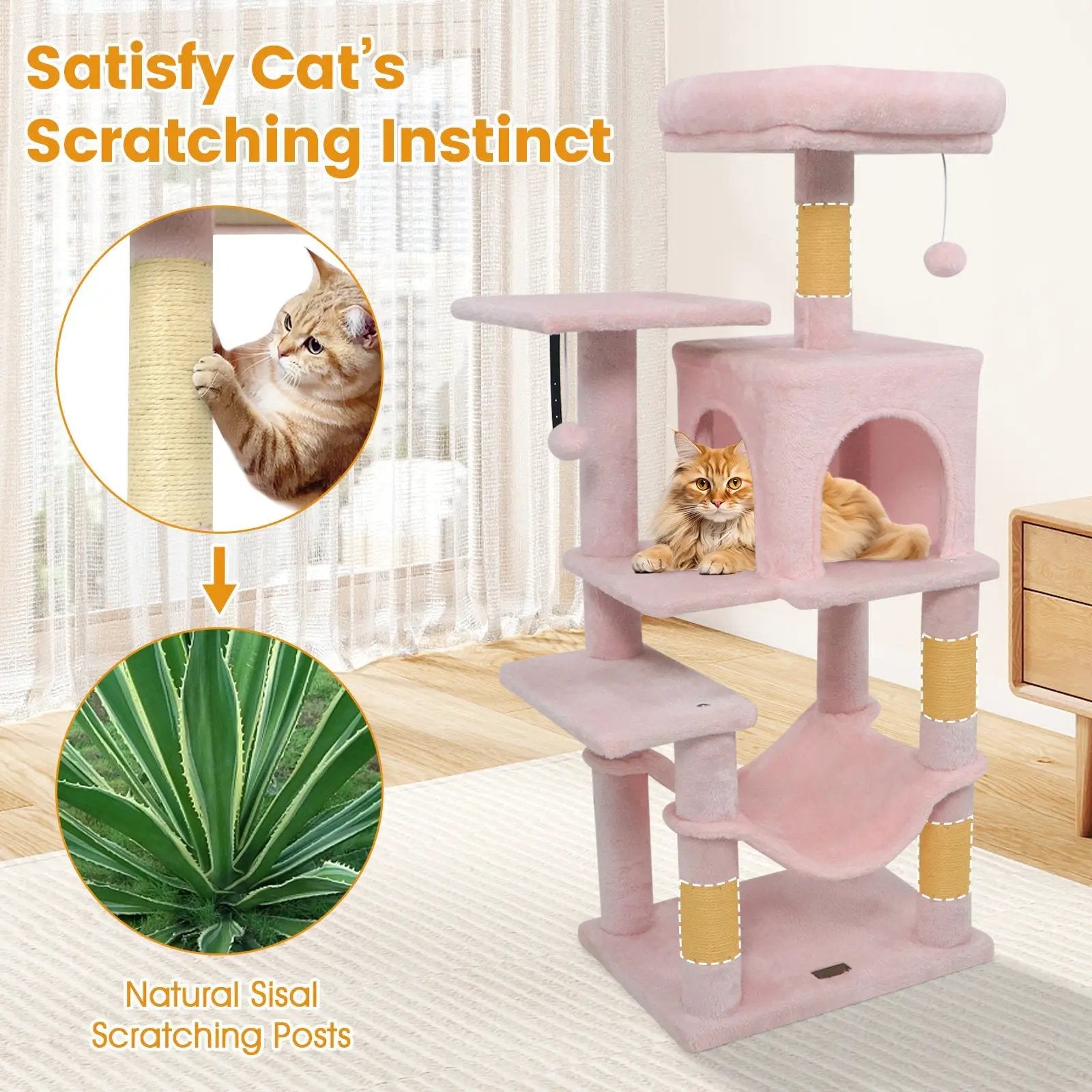 Multi-Level Cat Tower with 2-Door Condo and Padded Top Perch by DirectDeals