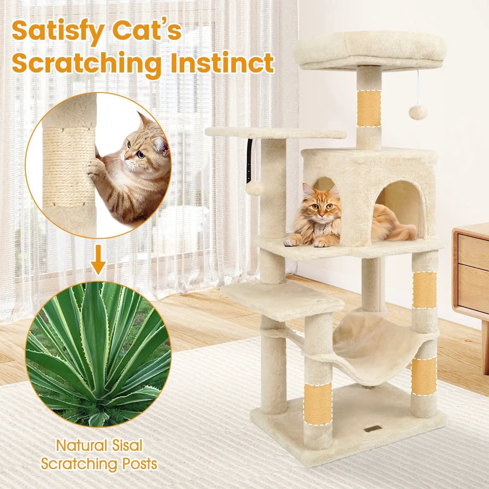 Multi-Level Cat Tower with 2-Door Condo and Padded Top Perch by DirectDeals
