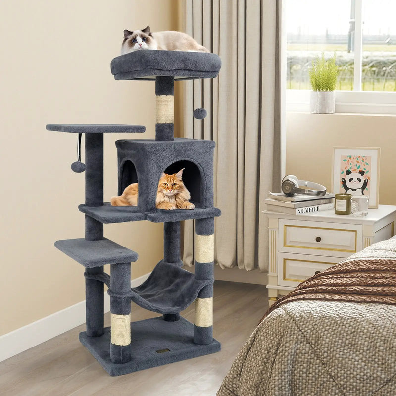 Multi-Level Cat Tower with 2-Door Condo and Padded Top Perch by DirectDeals