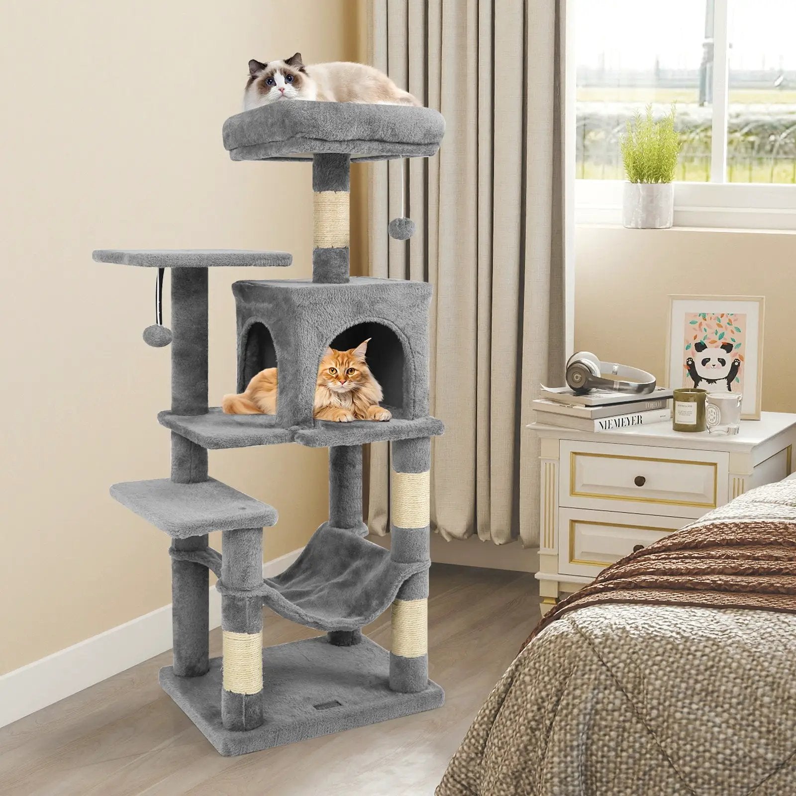 Multi-Level Cat Tower with 2-Door Condo and Padded Top Perch by DirectDeals