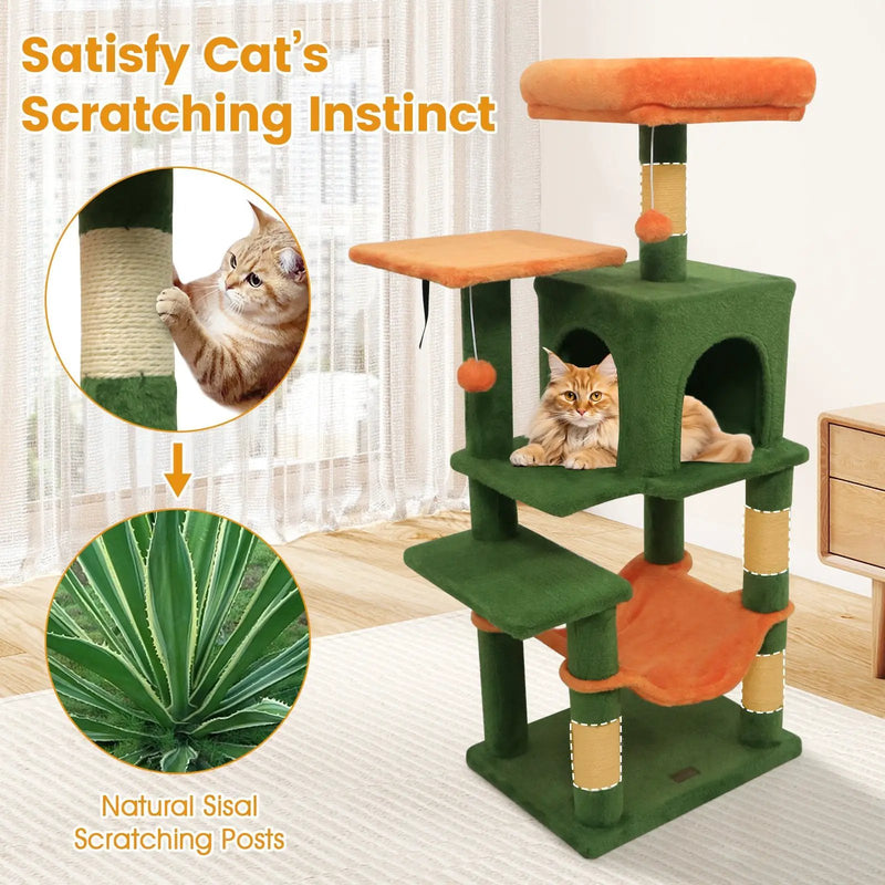 Multi-Level Cat Tower with 2-Door Condo and Padded Top Perch by DirectDeals