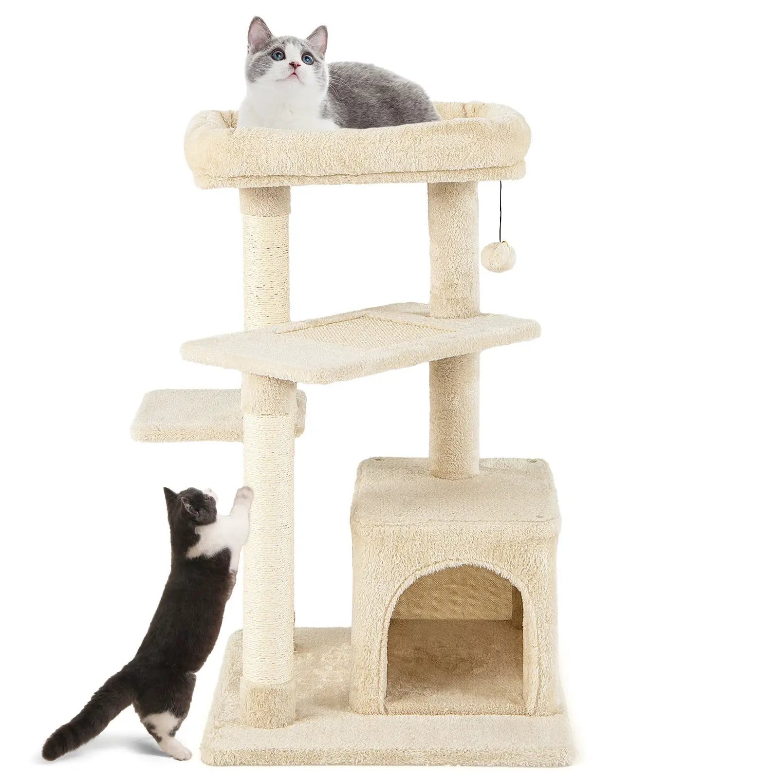 Cat Tree with Perch and Hanging Ball for Indoor Activity Play and Rest by DirectDeals