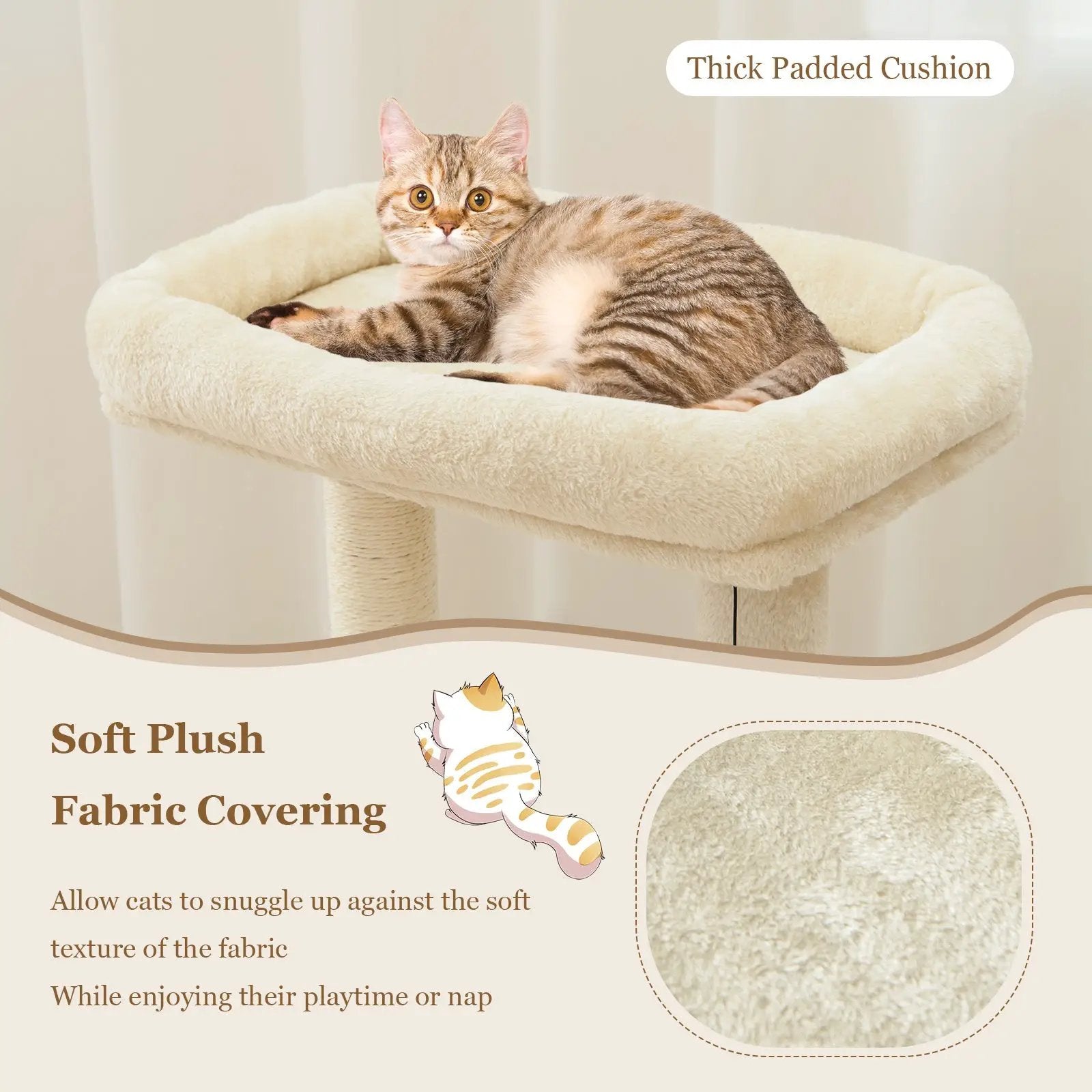 Cat Tree with Perch and Hanging Ball for Indoor Activity Play and Rest by DirectDeals