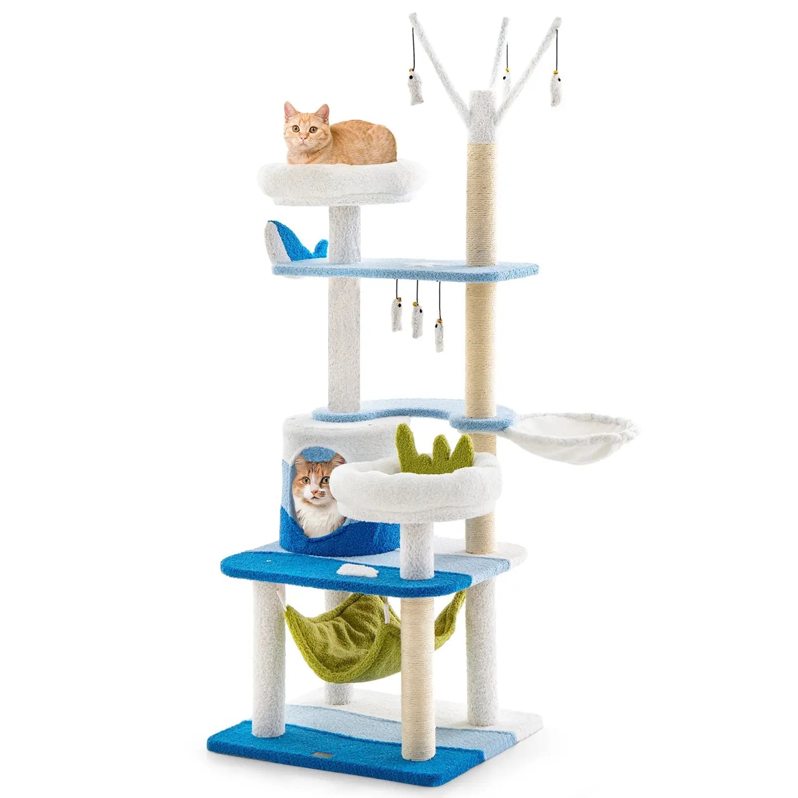 Multi-level Cat Tower with Sisal Covered Scratching Posts-Blue by DirectDeals
