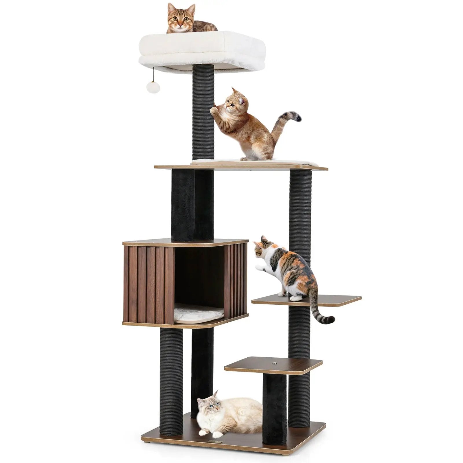Multi-level Cat Tree for Indoor Cat 59.5 inch Tall Cat Tower with Cushion Top Perch by DirectDeals