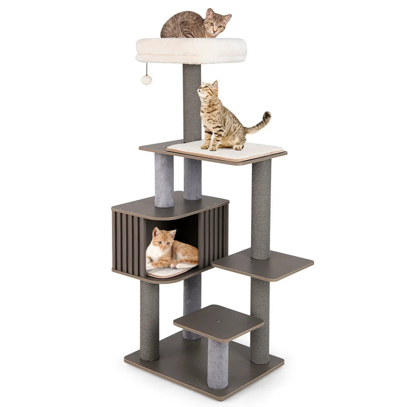 Multi-level Cat Tree for Indoor Cat 59.5 inch Tall Cat Tower with Cushion Top Perch by DirectDeals
