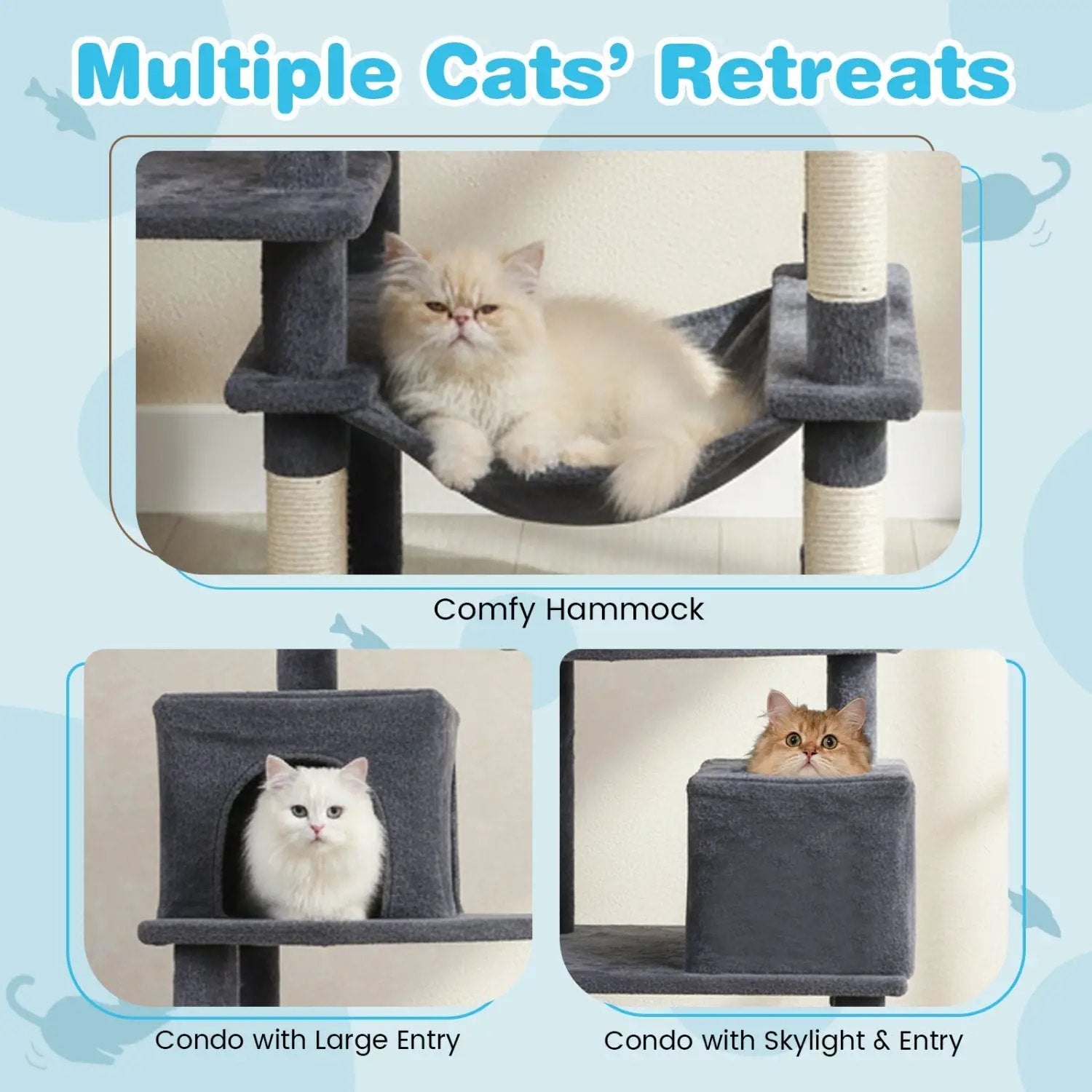 Multi-level Cat Tree Modern Cat Tower with Upholstered Perch and 2 Cat Condo by DirectDeals