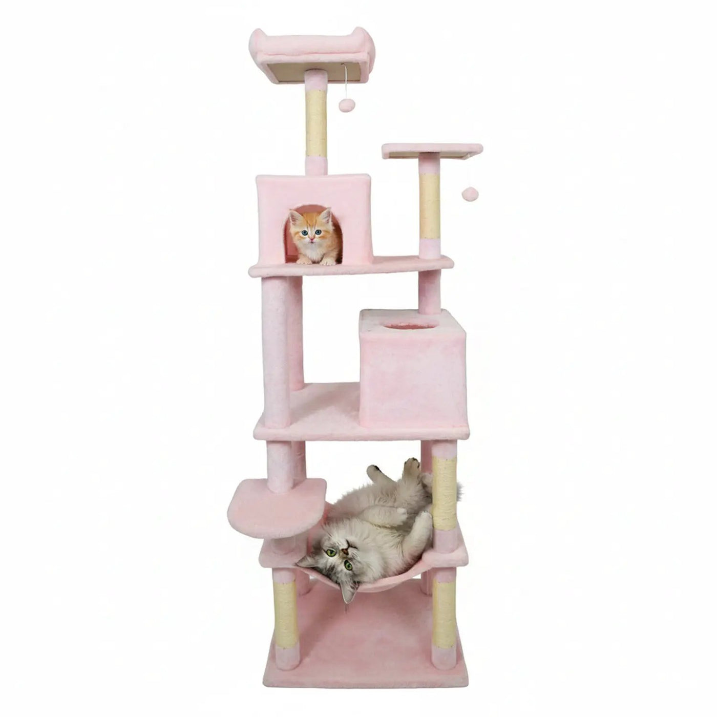 Multi-level Cat Tree Modern Cat Tower with Upholstered Perch and 2 Cat Condo by DirectDeals