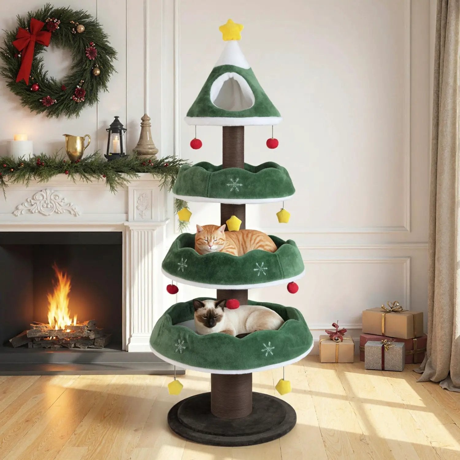 Christmas Cat Tree with 3 Platforms & Top Perch by DirectDeals