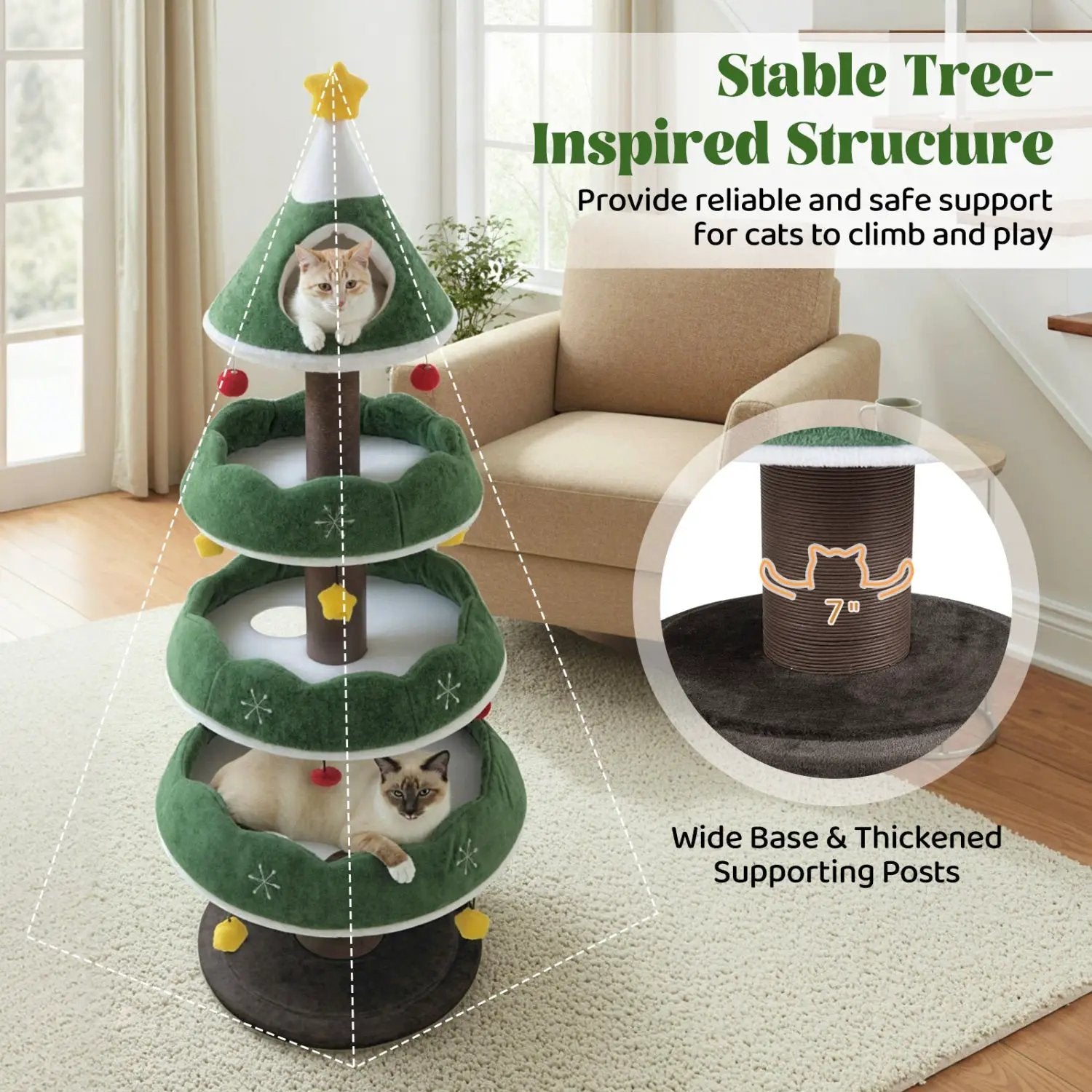 Christmas Cat Tree with 3 Platforms & Top Perch by DirectDeals