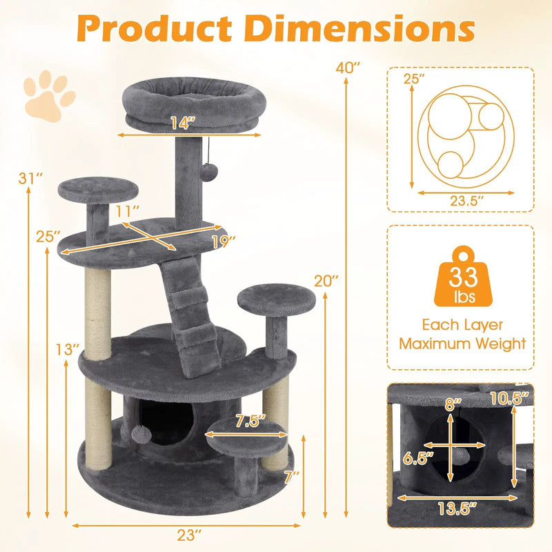 Multi-level Kitty Tower with Condo and Climbing Ladder-GR by DirectDeals
