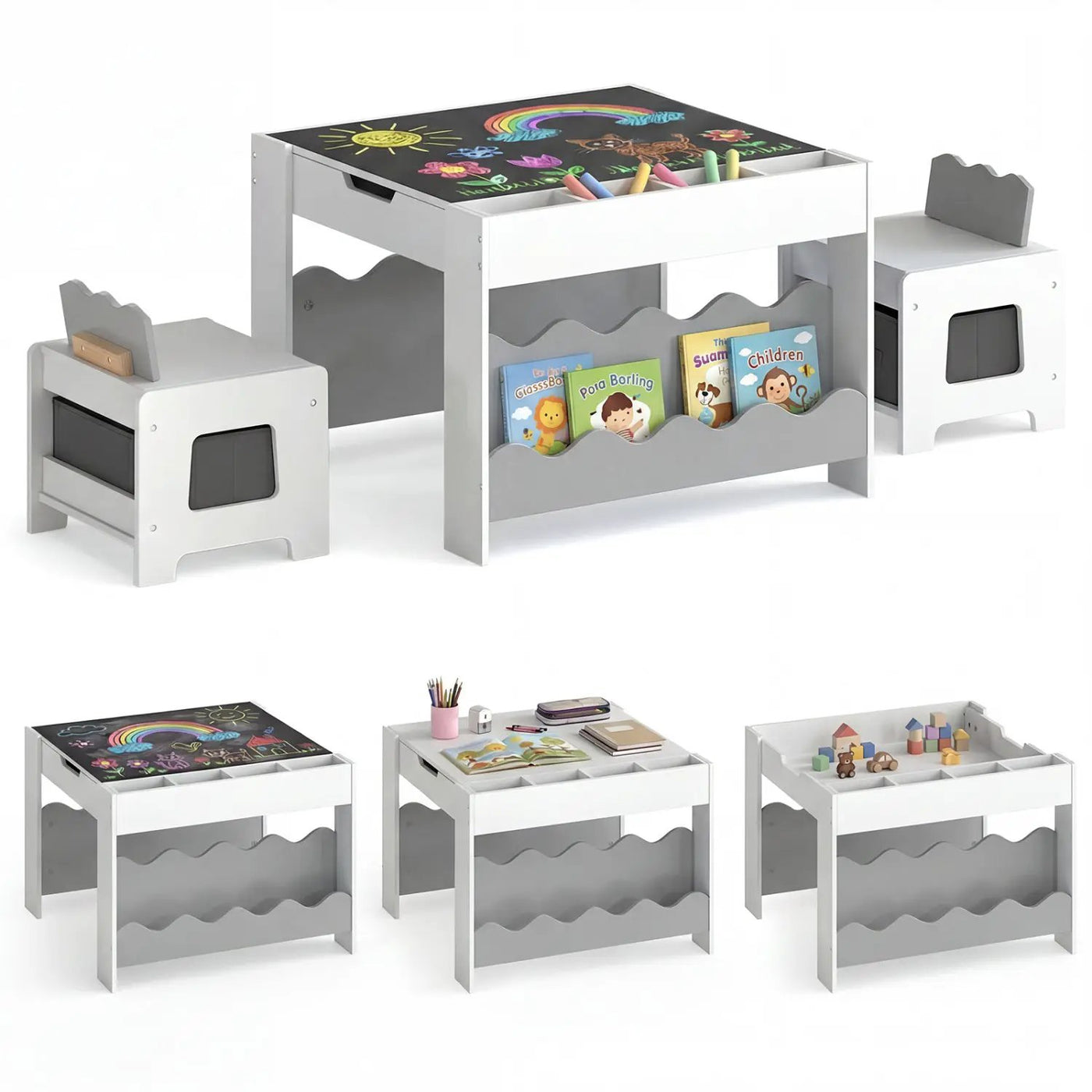 Multi-purpose Activity Kids Table and Chairs Set with Double-sided Tabletop by DirectDeals