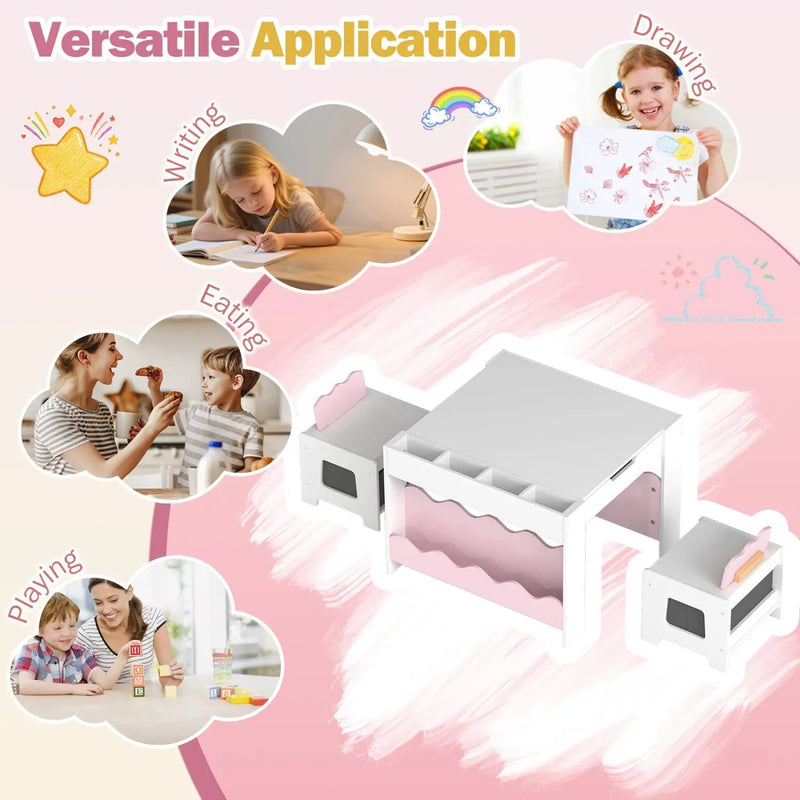Multi-purpose Activity Kids Table and Chairs Set with Double-sided Tabletop by DirectDeals