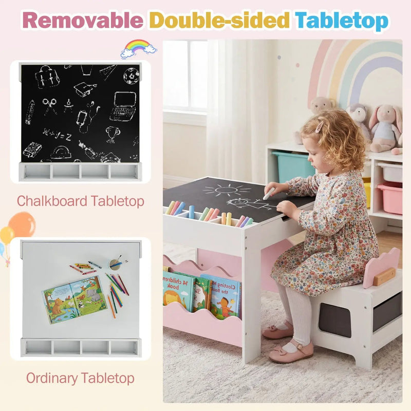 Multi-purpose Activity Kids Table and Chairs Set with Double-sided Tabletop by DirectDeals