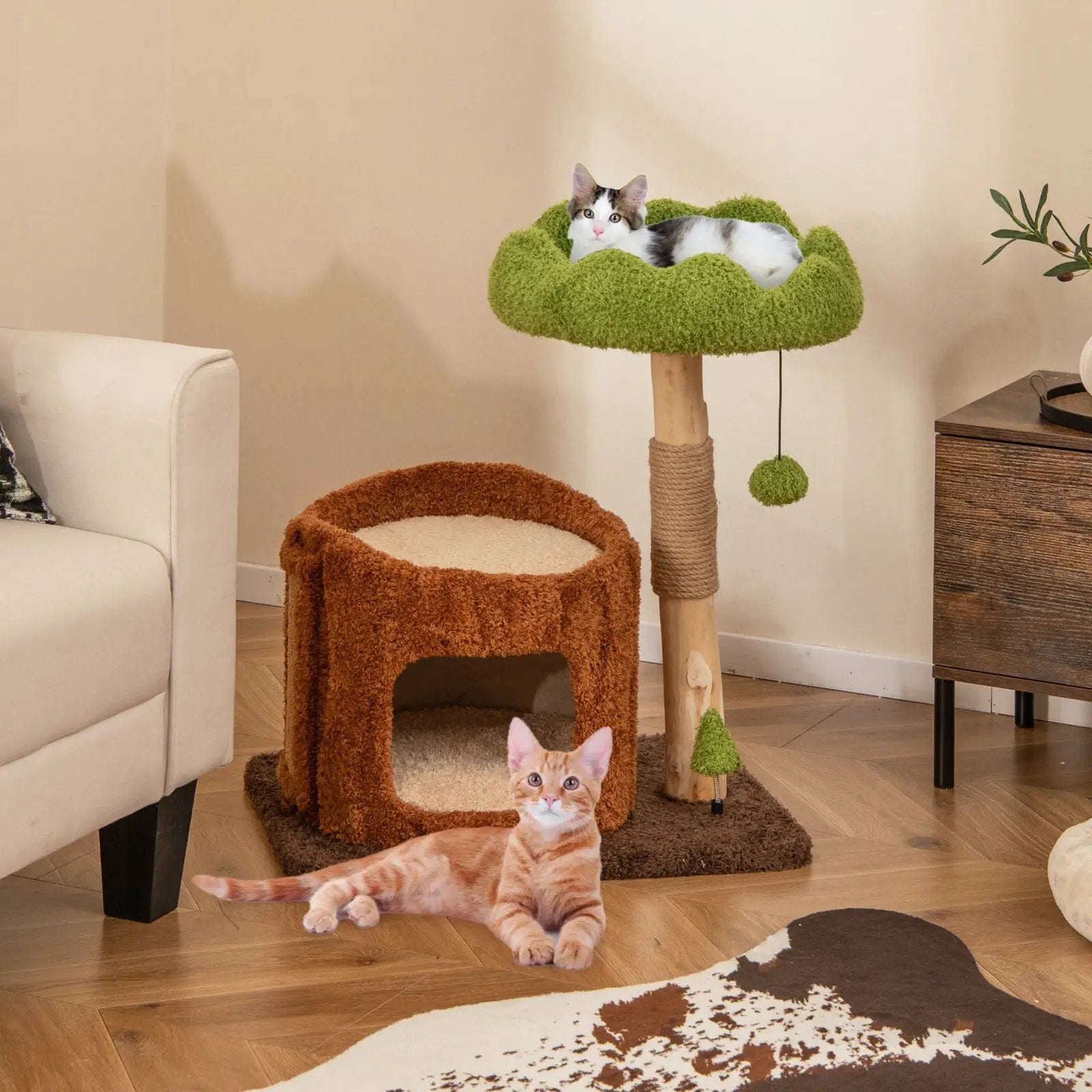 Multifunctional Cat Tree Cat Tower with Scratching Posts and Top Perch-Brown by DirectDeals