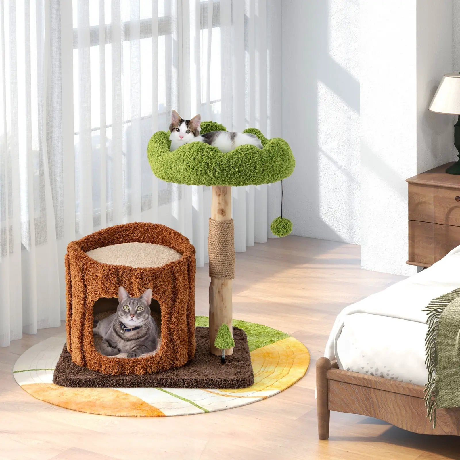 Multifunctional Cat Tree Cat Tower with Scratching Posts and Top Perch-Brown by DirectDeals
