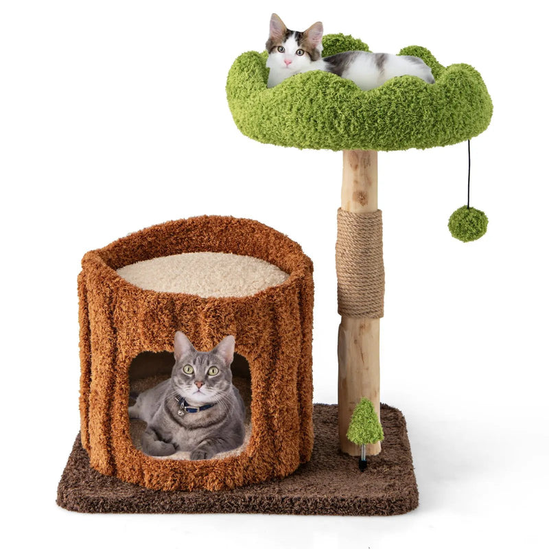 Multifunctional Cat Tree Cat Tower with Scratching Posts and Top Perch-Brown by DirectDeals