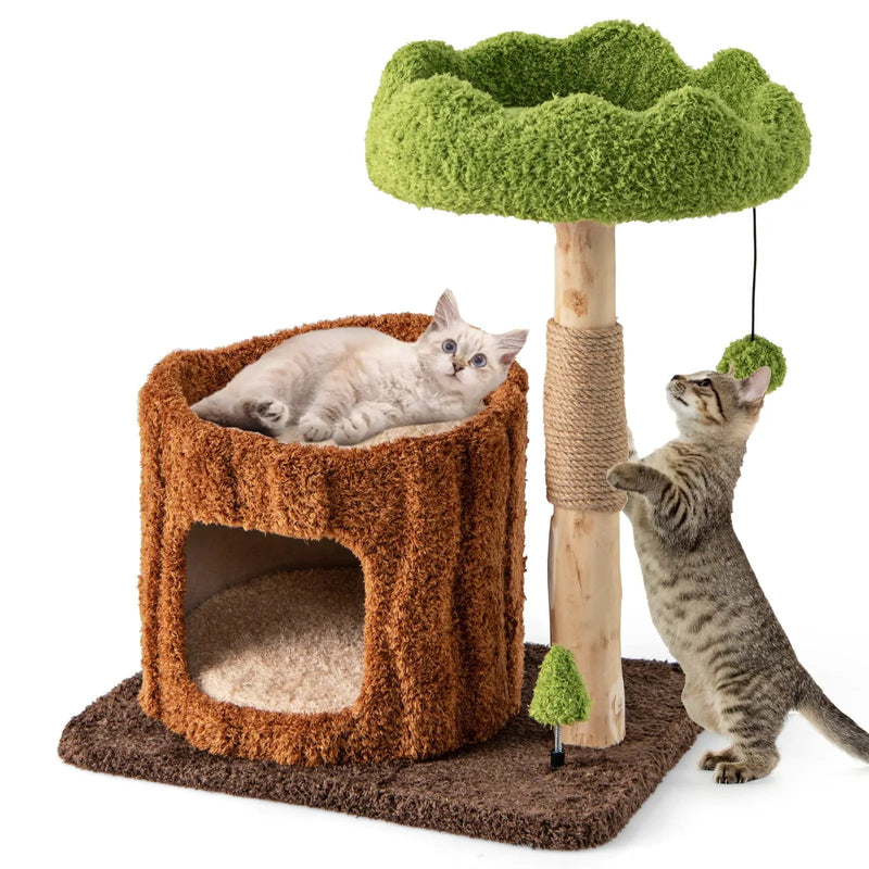 Multifunctional Cat Tree Cat Tower with Scratching Posts and Top Perch-Brown by DirectDeals