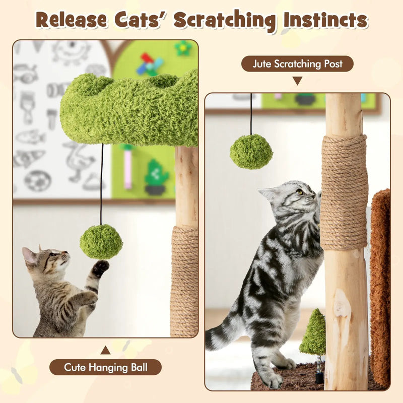 Multifunctional Cat Tree Cat Tower with Scratching Posts and Top Perch-Brown by DirectDeals