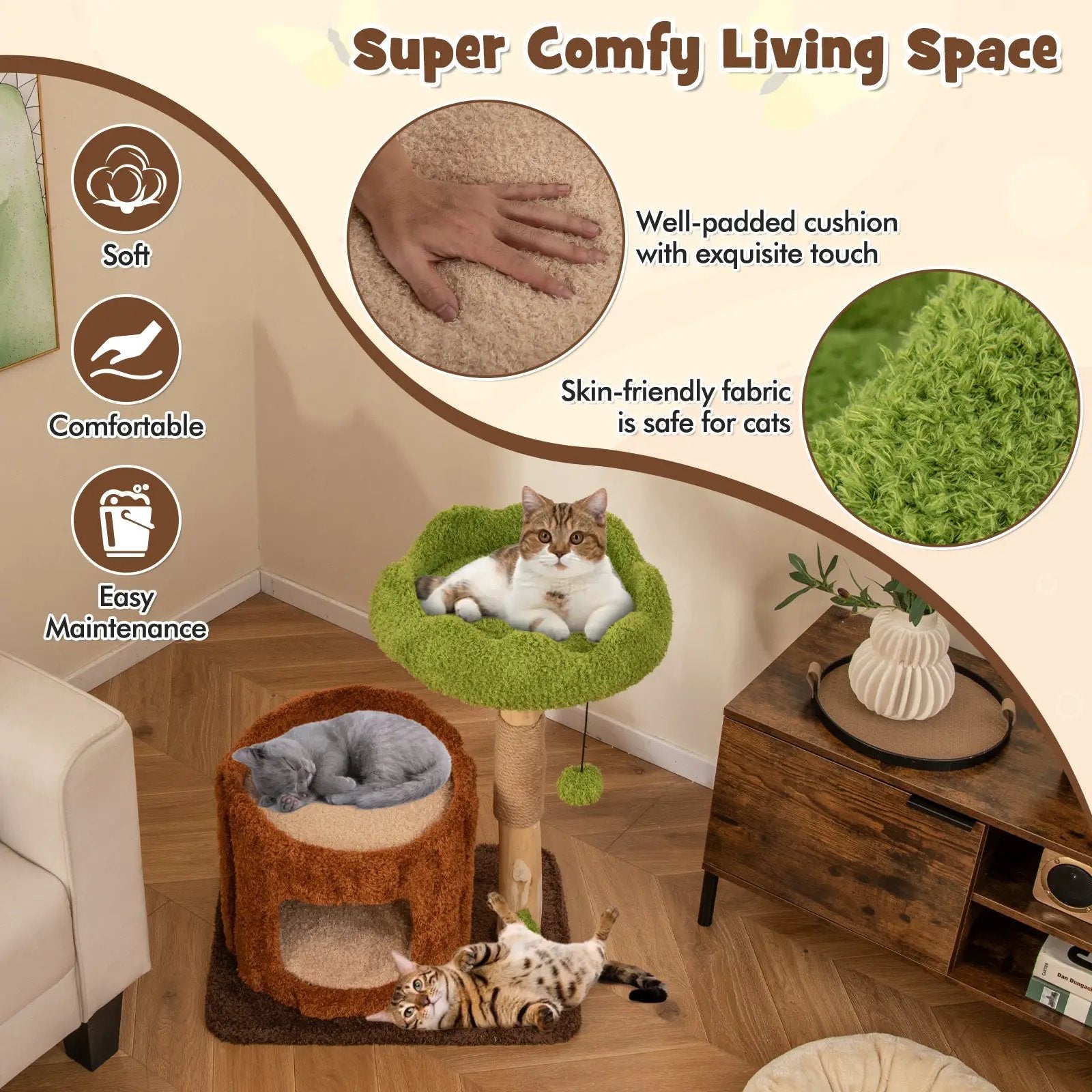 Multifunctional Cat Tree Cat Tower with Scratching Posts and Top Perch-Brown by DirectDeals