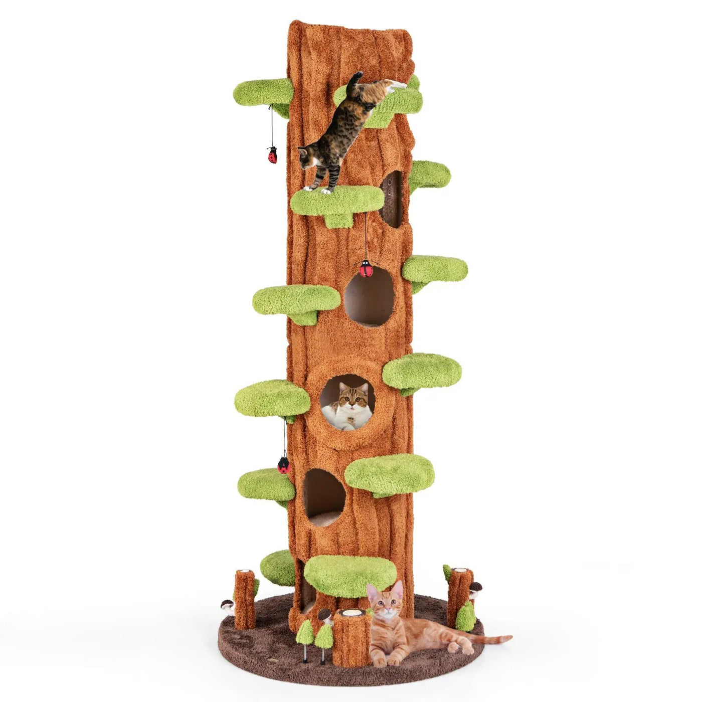 90.5 Inch Tall Multifunctional Cat Tree with Private Condos for Indoor Cats-Brown by DirectDeals