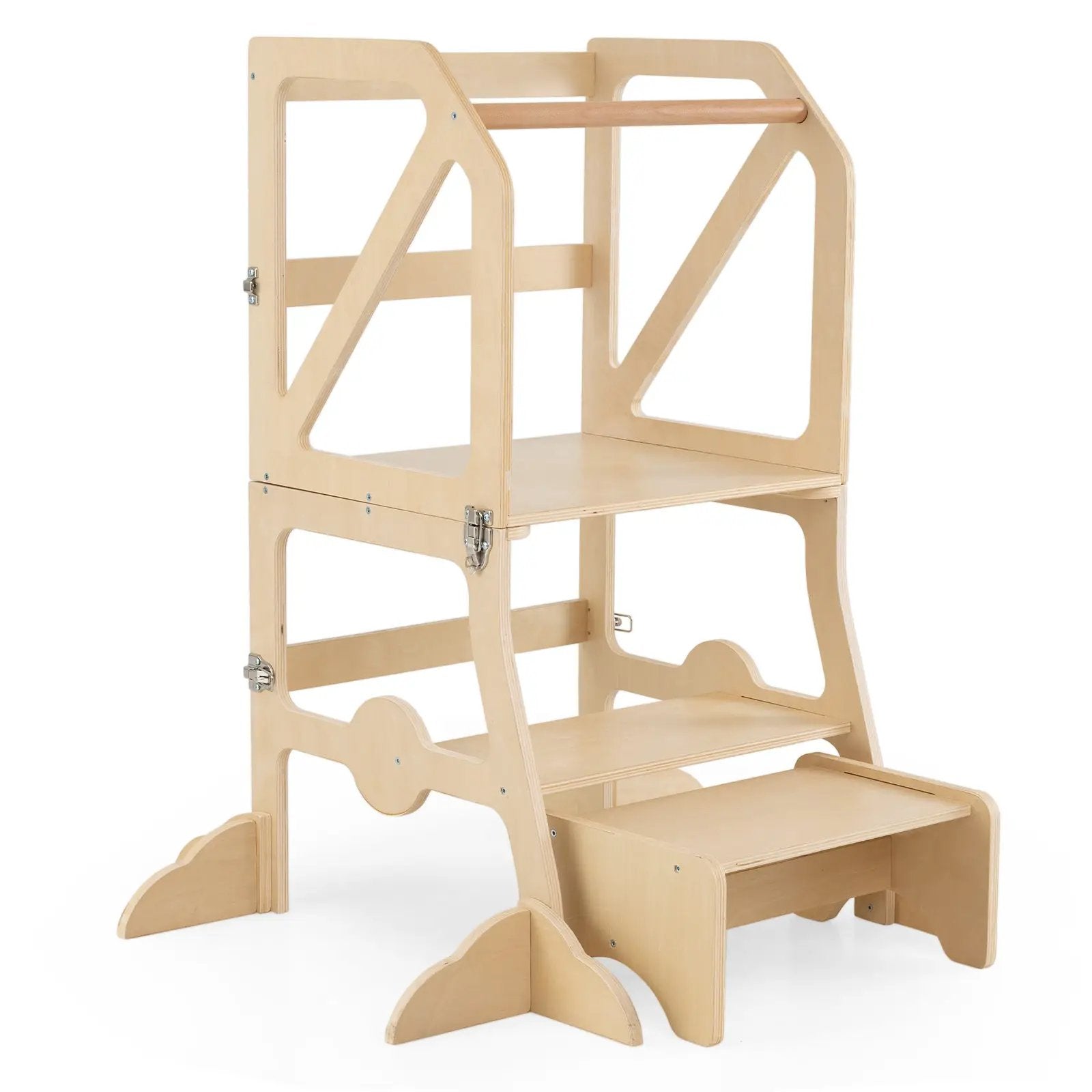 Multifunctional Kids Kitchen Step Stool with Removable Safety Bar and Fixing Buckles by DirectDeals