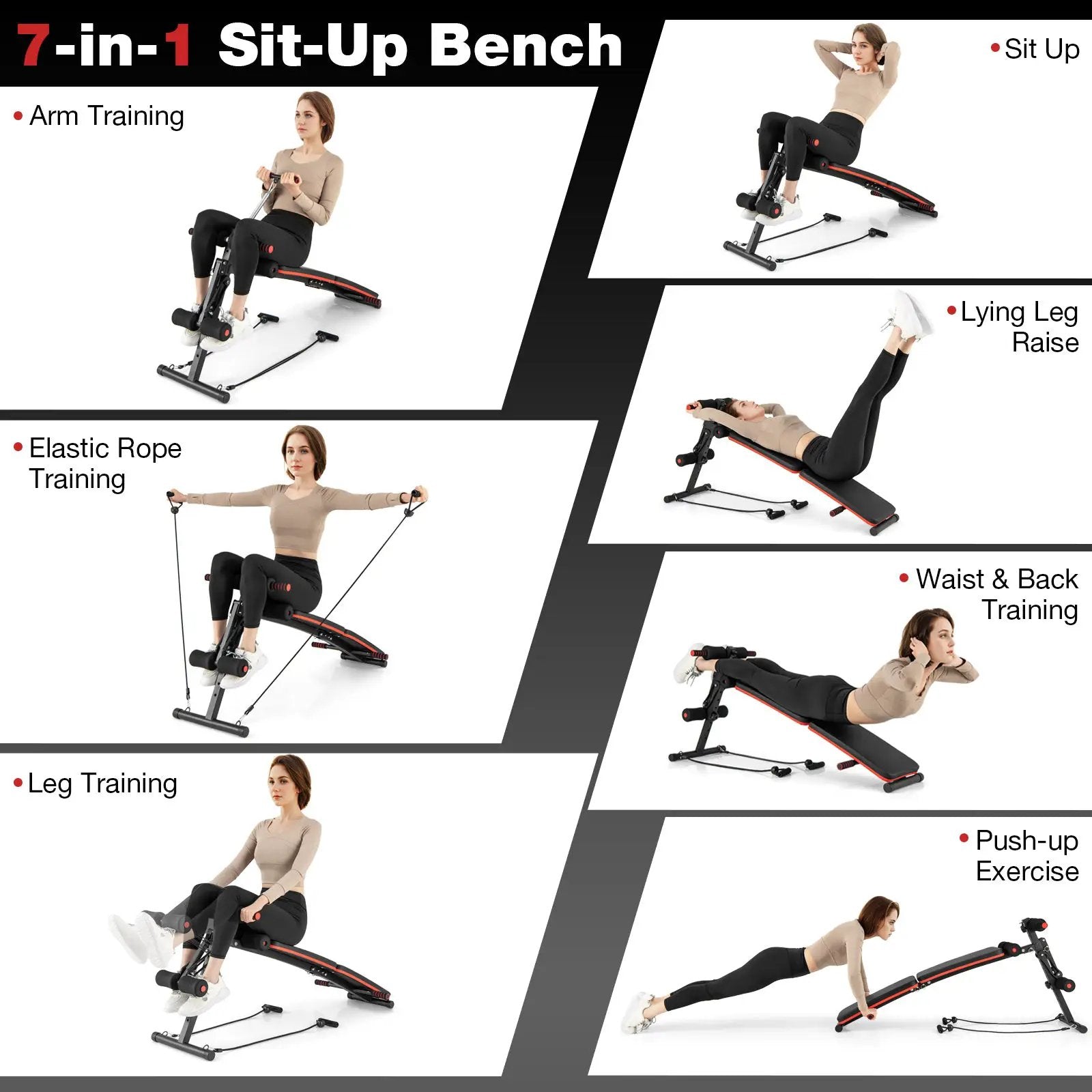 Multifunctional Sit up Bench 4 Position Adjustable Metal Workout Bench by DirectDeals