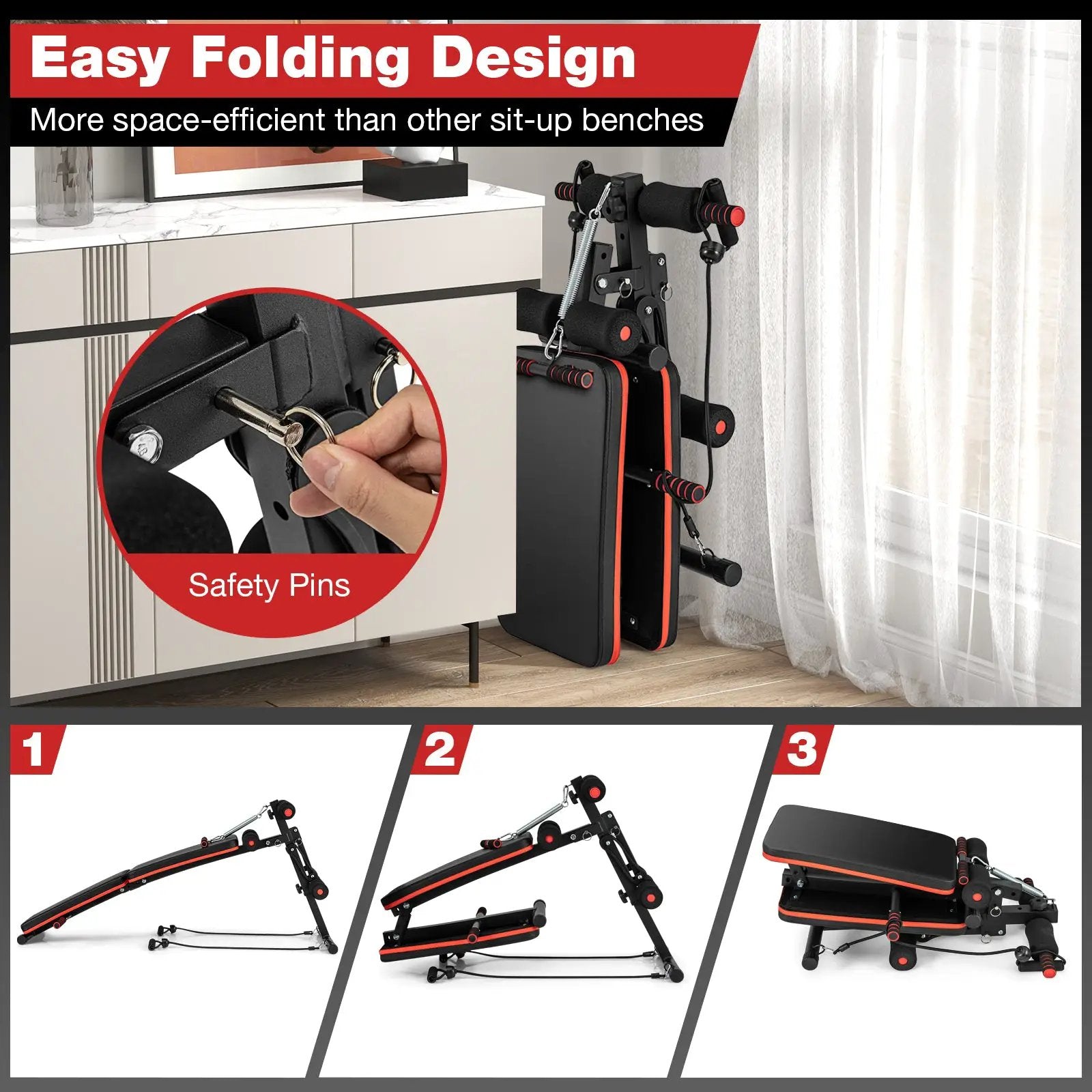 Multifunctional Sit up Bench 4 Position Adjustable Metal Workout Bench by DirectDeals