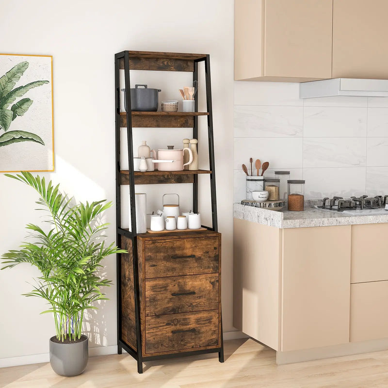 Multifunctional Tall Bookcase with Open Shelves and Storage Drawers by DirectDeals