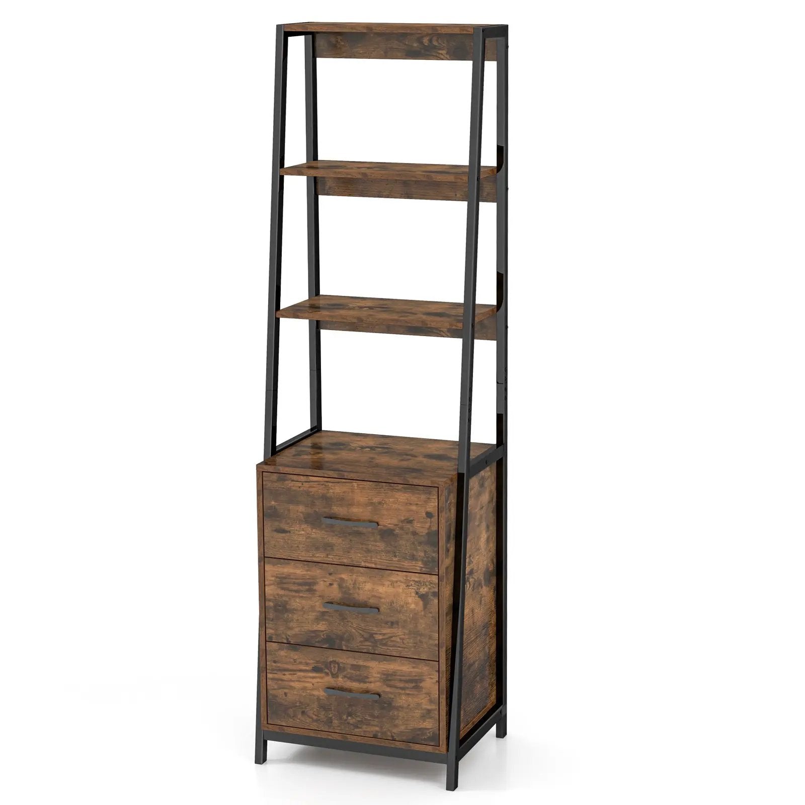 Multifunctional Tall Bookcase with Open Shelves and Storage Drawers by DirectDeals