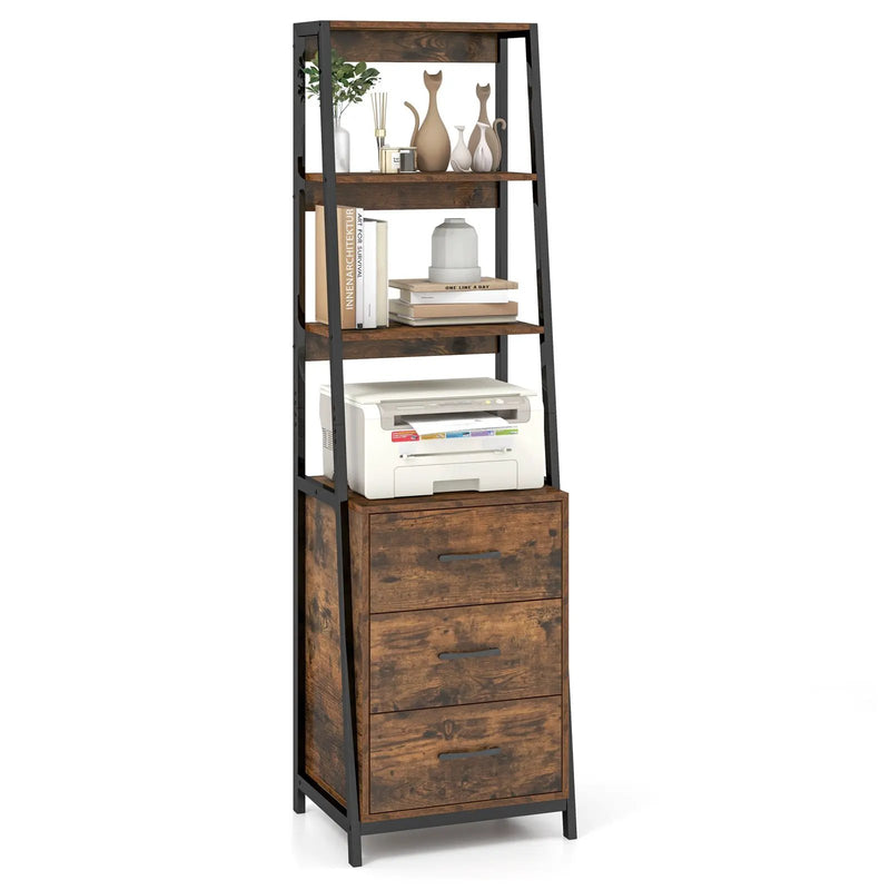 Multifunctional Tall Bookcase with Open Shelves and Storage Drawers by DirectDeals