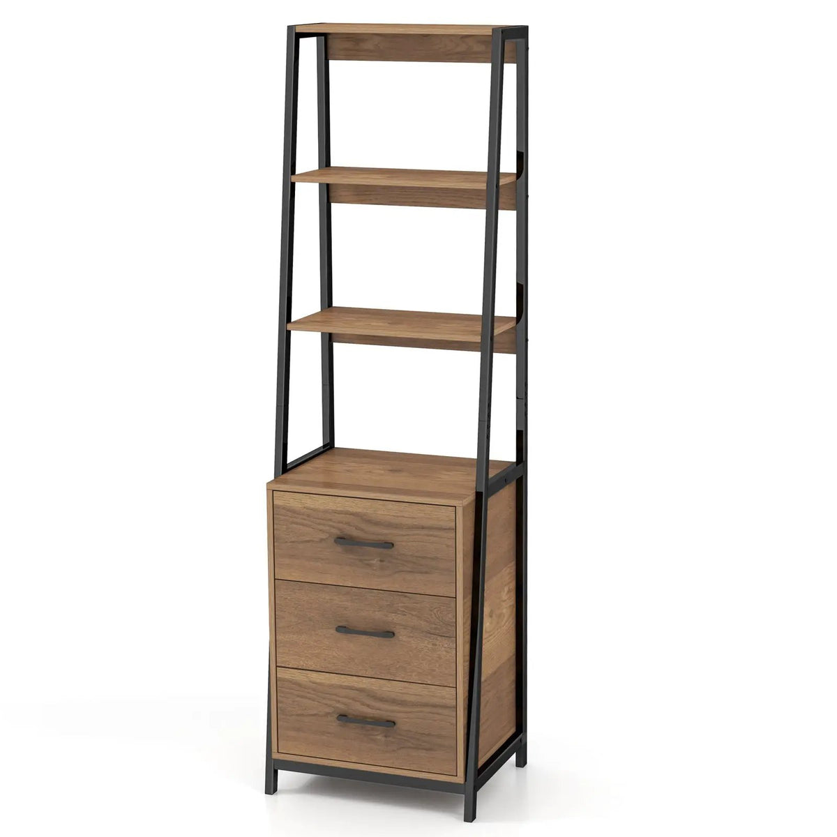 Multifunctional Tall Bookcase with Open Shelves and Storage Drawers by DirectDeals