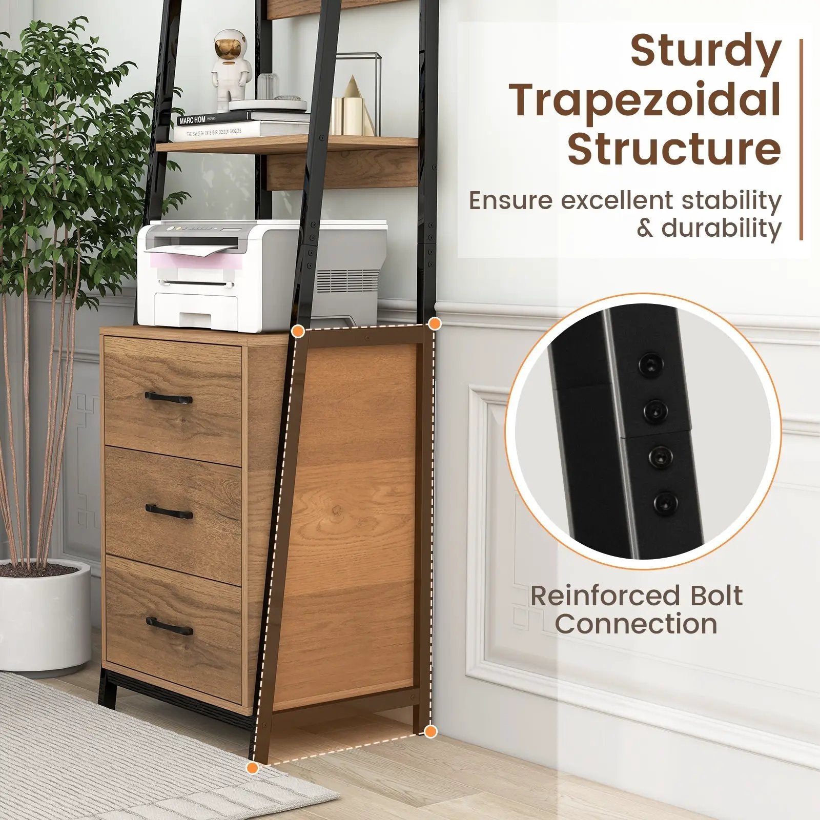 Multifunctional Tall Bookcase with Open Shelves and Storage Drawers by DirectDeals