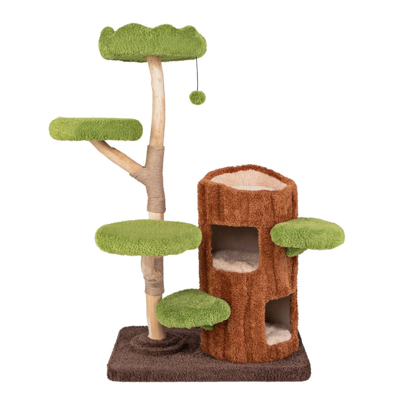 Multi-level Cat Tree with Double Decker Cat House and Sisal Panel-Brown by DirectDeals